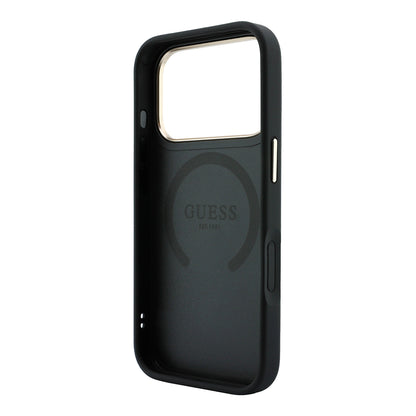 iPhone 18 Pro Max Kılıf Guess Orijinal Lisanslı M-safe Şarj Özellikli Şeritli Peony 4G ve Yazı Logolu Kılıf