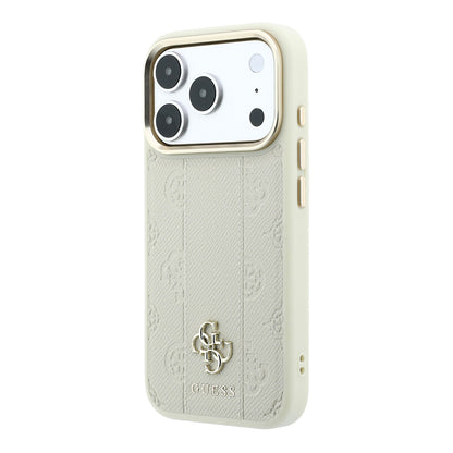 iPhone 18 Pro Max Kılıf Guess Orijinal Lisanslı M-safe Şarj Özellikli Şeritli Peony 4G ve Yazı Logolu Kılıf