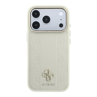 iPhone 18 Pro Max Kılıf Guess Orijinal Lisanslı M-safe Şarj Özellikli Şeritli Peony 4G ve Yazı Logolu Kılıf