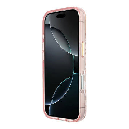 iPhone 18 Pro Max Kılıf Guess Orijinal Lisanslı M-safe Şarj Özellikli Üçgen Logolu Simli Leopar Desenli Kılıf