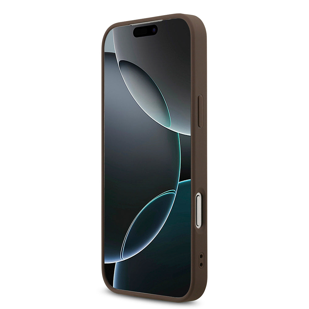 iPhone 18 Pro Max Kılıf Guess Orijinal Lisanslı M-safe Şarj Özllikli PU Deri Taşlı Üçgen Logo 4G Desenli Strass Kılıf