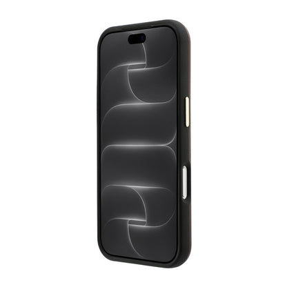 iPhone 18 Pro Max Kılıf Guess Orijinal Lisanslı Metal Kamera Çerçeveli 4G Büyük Taşlı Resin Logolu PU Kılıf