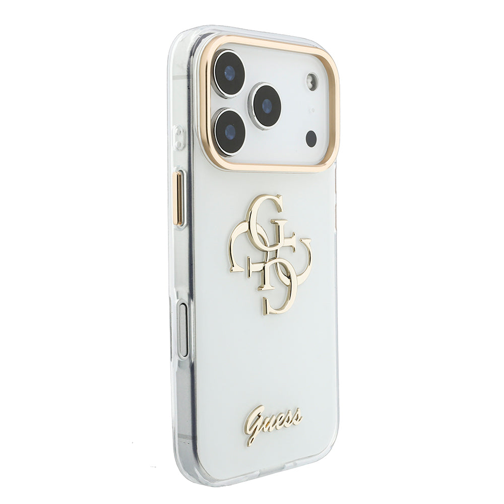 iPhone 18 Pro Max Kılıf Guess Orijinal Lisanslı Yazı ve 4G Büyük Metal Logolu Silikon Kılıf
