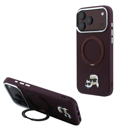 iPhone 18 Pro Max Kılıf Karl Lagerfeld Orijinal Lisanslı M-Safe Şarj Özellikli K&C Metal Logolu PU 360 Derece Dönebilen Standlı Kılıf