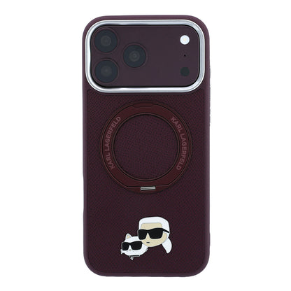 iPhone 18 Pro Max Kılıf Karl Lagerfeld Orijinal Lisanslı M-Safe Şarj Özellikli K&C Metal Logolu PU 360 Derece Dönebilen Standlı Kılıf