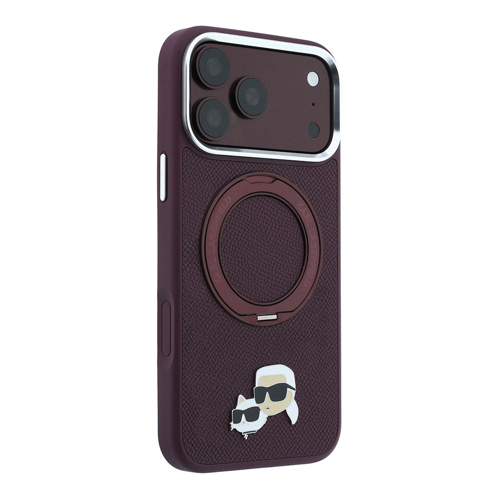 iPhone 18 Pro Max Kılıf Karl Lagerfeld Orijinal Lisanslı M-Safe Şarj Özellikli K&C Metal Logolu PU 360 Derece Dönebilen Standlı Kılıf