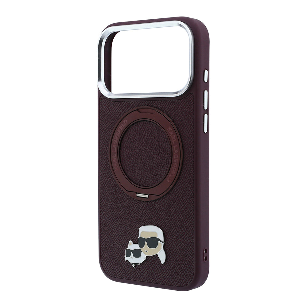 iPhone 18 Pro Max Kılıf Karl Lagerfeld Orijinal Lisanslı M-Safe Şarj Özellikli K&C Metal Logolu PU 360 Derece Dönebilen Standlı Kılıf