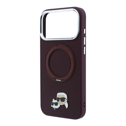 iPhone 18 Pro Max Kılıf Karl Lagerfeld Orijinal Lisanslı M-Safe Şarj Özellikli K&C Metal Logolu PU 360 Derece Dönebilen Standlı Kılıf