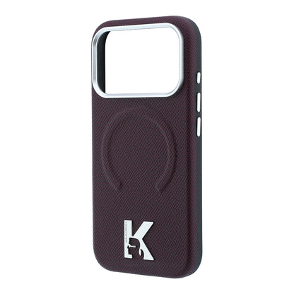 iPhone 18 Pro Max Kılıf Karl Lagerfeld Orijinal Lisanslı M-safe Şarj Özellikli KHEAD Metal Logolu PU Grained Deri Kılıf