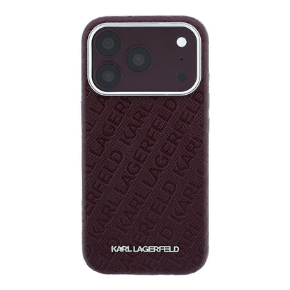 iPhone 18 Pro Max Kılıf Karl Lagerfeld Orijinal Lisanslı PU Deri Damgalı Metal Yazı Logolu Grained Kılıf