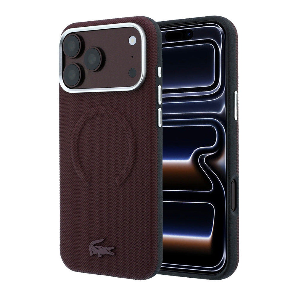 iPhone 18 Pro Max Kılıf Lacoste Orijinal Lisanslı M-safe Şarj Özellikli Halka Tasarımlı Petit Pike Metal Logolu Kılıf