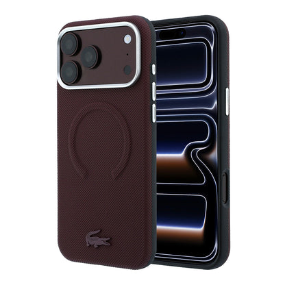 iPhone 18 Pro Max Kılıf Lacoste Orijinal Lisanslı M-safe Şarj Özellikli Halka Tasarımlı Petit Pike Metal Logolu Kılıf