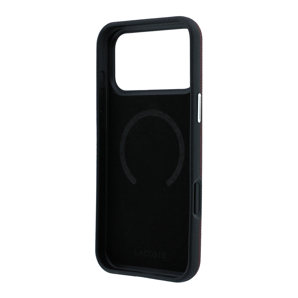 iPhone 18 Pro Max Kılıf Lacoste Orijinal Lisanslı M-safe Şarj Özellikli Halka Tasarımlı Petit Pike Metal Logolu Kılıf
