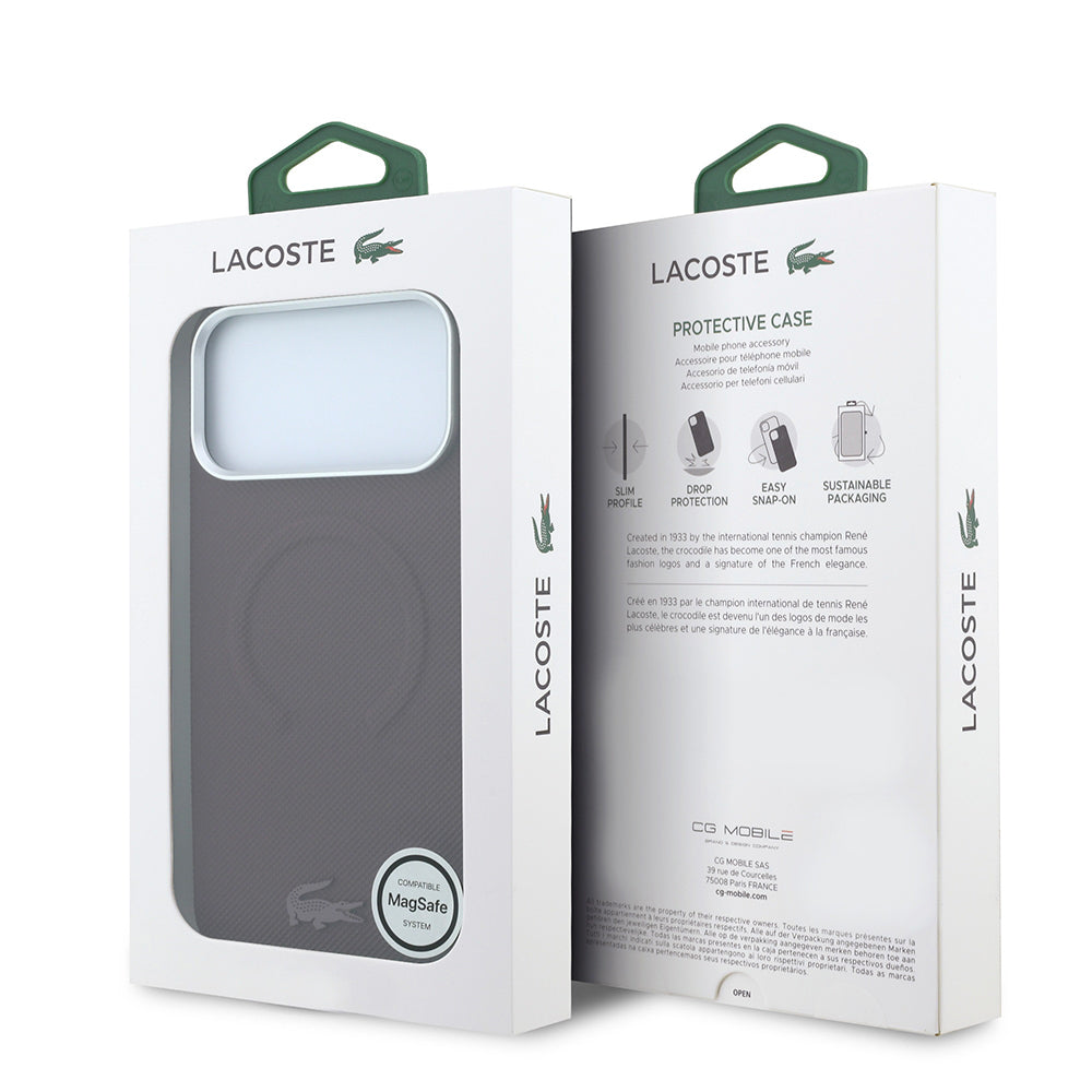 iPhone 18 Pro Max Kılıf Lacoste Orijinal Lisanslı M-safe Şarj Özellikli Halka Tasarımlı Petit Pike Metal Logolu Kılıf