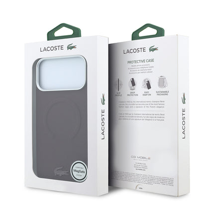 iPhone 18 Pro Max Kılıf Lacoste Orijinal Lisanslı M-safe Şarj Özellikli Halka Tasarımlı Petit Pike Metal Logolu Kılıf