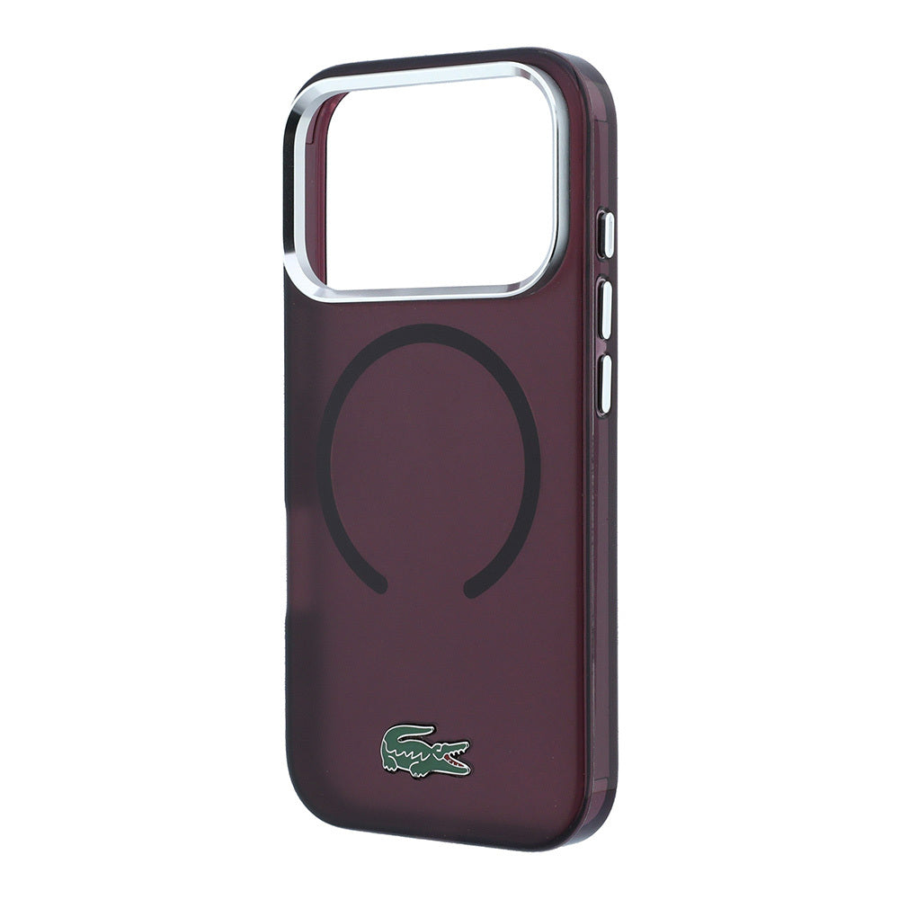 iPhone 18 Pro Max Kılıf Lacoste Orijinal Lisanslı M-safe Şarj Özellikli Lake Timsah Logolu IML Frosted Kılıf