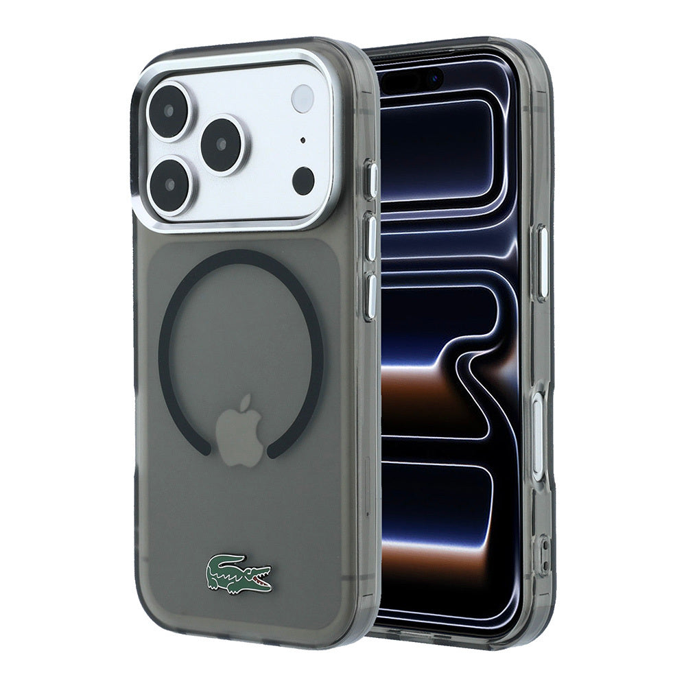 iPhone 18 Pro Max Kılıf Lacoste Orijinal Lisanslı M-safe Şarj Özellikli Lake Timsah Logolu IML Frosted Kılıf