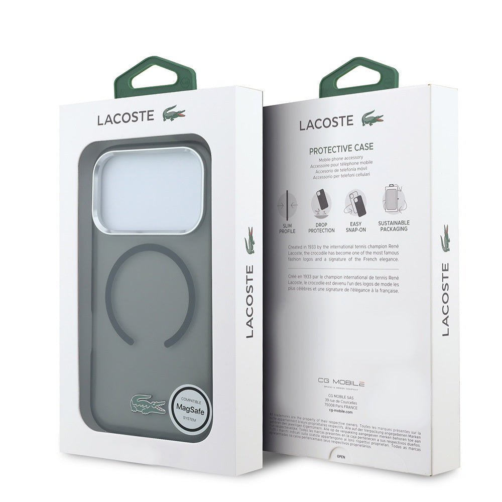 iPhone 18 Pro Max Kılıf Lacoste Orijinal Lisanslı M-safe Şarj Özellikli Lake Timsah Logolu IML Frosted Kılıf