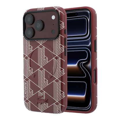 iPhone 18 Pro Max Kılıf Lacoste Orijinal Lisanslı M-safe Şarj Özellikli Metal Logolu Deri Karışık Monogram Desenli Kılıf