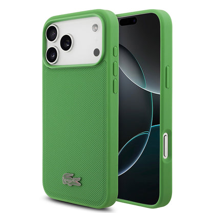 iPhone 18 Pro Max Kılıf Lacoste Orijinal Lisanslı M-safe Şarj Özellikli PU Pike Desenli Metal Logolu Kılıf