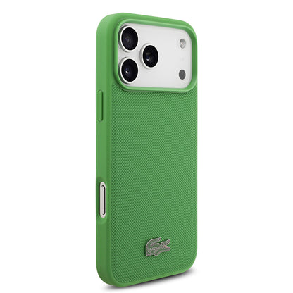 iPhone 18 Pro Max Kılıf Lacoste Orijinal Lisanslı M-safe Şarj Özellikli PU Pike Desenli Metal Logolu Kılıf