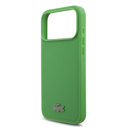 iPhone 18 Pro Max Kılıf Lacoste Orijinal Lisanslı M-safe Şarj Özellikli PU Pike Desenli Metal Logolu Kılıf