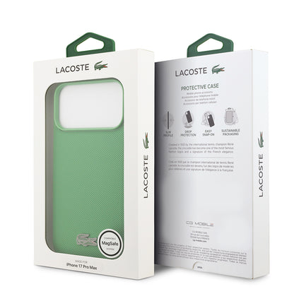 iPhone 18 Pro Max Kılıf Lacoste Orijinal Lisanslı M-safe Şarj Özellikli PU Pike Desenli Metal Logolu Kılıf