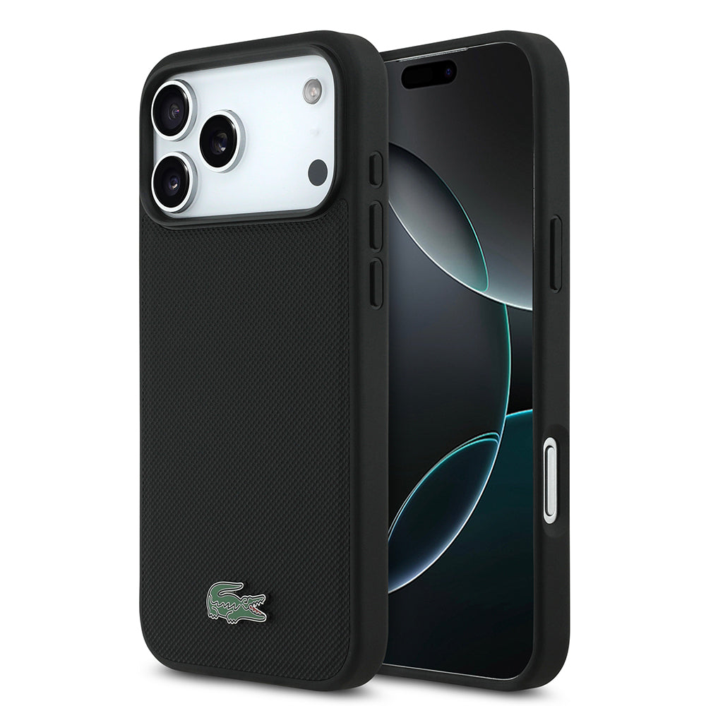 iPhone 18 Pro Max Kılıf Lacoste Orijinal Lisanslı M-safe Şarj Özellikli PU Pike Desenli Metal Logolu Kılıf