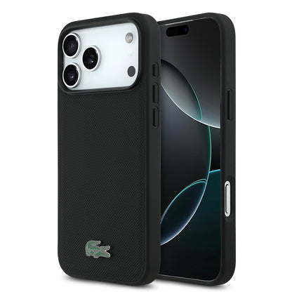 iPhone 18 Pro Max Kılıf Lacoste Orijinal Lisanslı M-safe Şarj Özellikli PU Pike Desenli Metal Logolu Kılıf