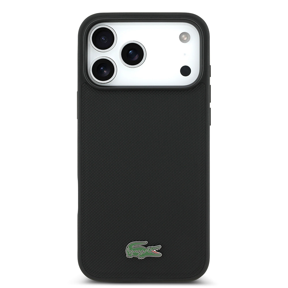 iPhone 18 Pro Max Kılıf Lacoste Orijinal Lisanslı M-safe Şarj Özellikli PU Pike Desenli Metal Logolu Kılıf