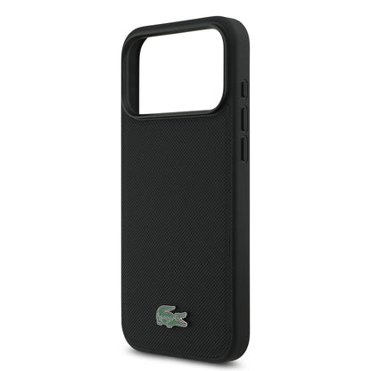 iPhone 18 Pro Max Kılıf Lacoste Orijinal Lisanslı M-safe Şarj Özellikli PU Pike Desenli Metal Logolu Kılıf
