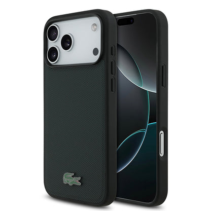 iPhone 18 Pro Max Kılıf Lacoste Orijinal Lisanslı M-safe Şarj Özellikli PU Pike Desenli Metal Logolu Kılıf