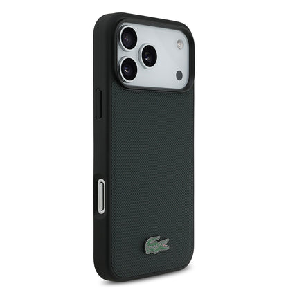 iPhone 18 Pro Max Kılıf Lacoste Orijinal Lisanslı M-safe Şarj Özellikli PU Pike Desenli Metal Logolu Kılıf