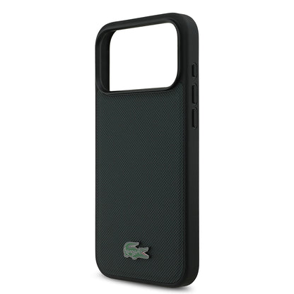 iPhone 18 Pro Max Kılıf Lacoste Orijinal Lisanslı M-safe Şarj Özellikli PU Pike Desenli Metal Logolu Kılıf