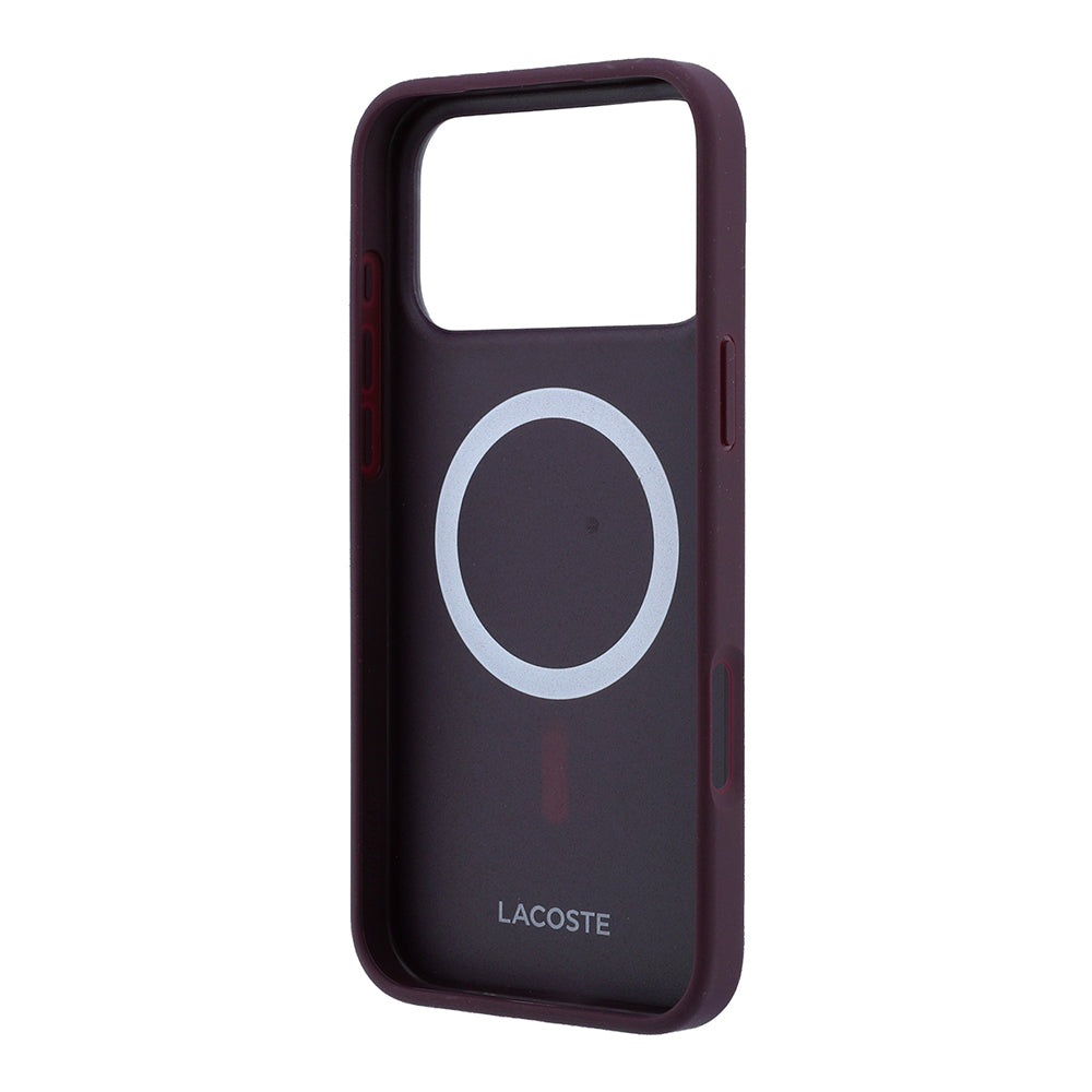 iPhone 18 Pro Max Kılıf Lacoste Orijinal Lisanslı M-safe Şarj Özellikli PU Pike Desenli Metal Logolu Kılıf