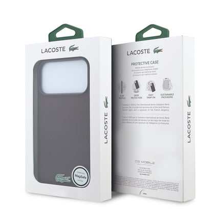 iPhone 18 Pro Max Kılıf Lacoste Orijinal Lisanslı M-safe Şarj Özellikli PU Pike Desenli Metal Logolu Kılıf