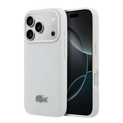 iPhone 18 Pro Max Kılıf Lacoste Orijinal Lisanslı M-safe Şarj Özellikli PU Pike Desenli Metal Logolu Kılıf