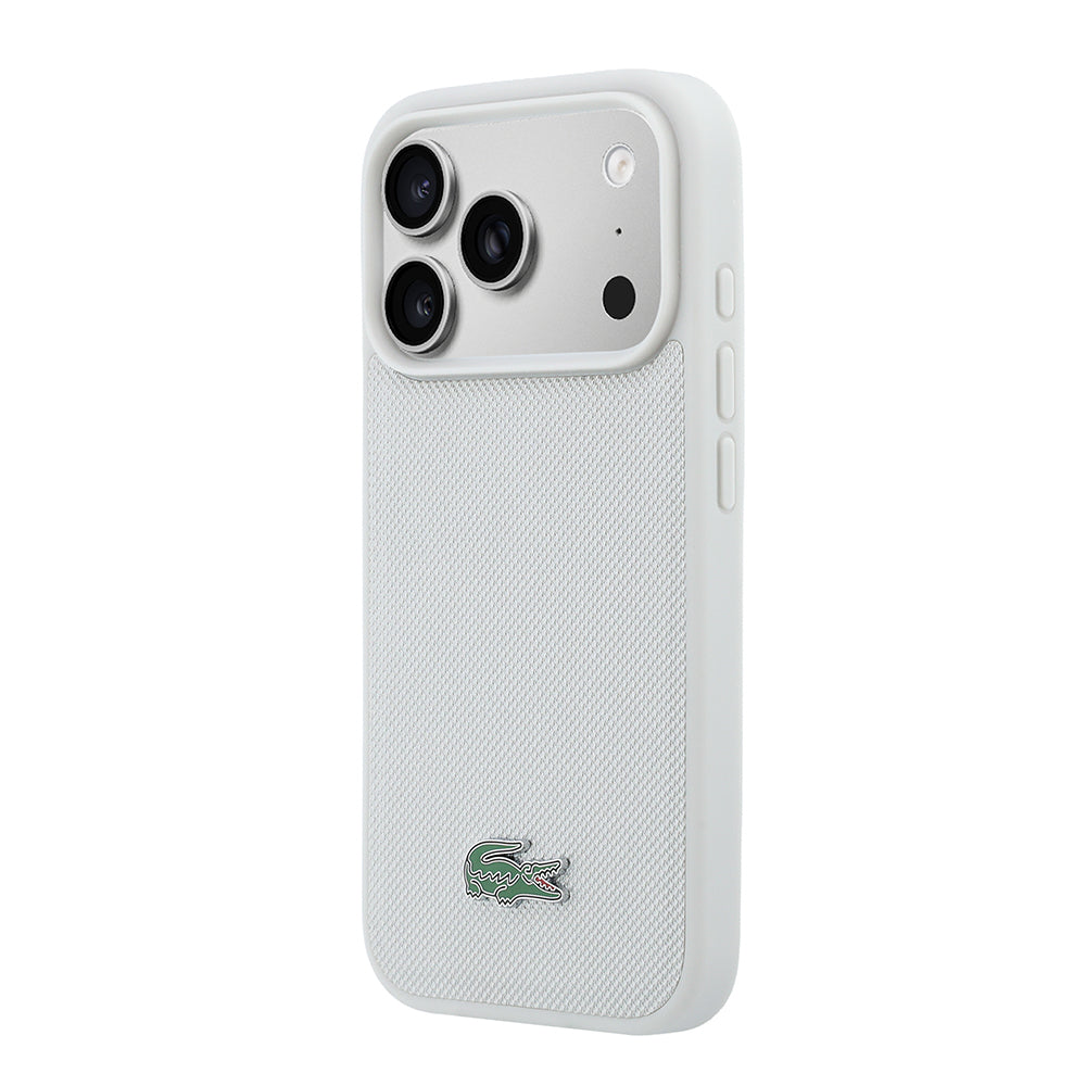 iPhone 18 Pro Max Kılıf Lacoste Orijinal Lisanslı M-safe Şarj Özellikli PU Pike Desenli Metal Logolu Kılıf