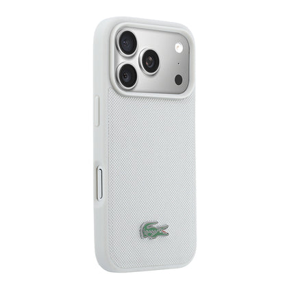 iPhone 18 Pro Max Kılıf Lacoste Orijinal Lisanslı M-safe Şarj Özellikli PU Pike Desenli Metal Logolu Kılıf