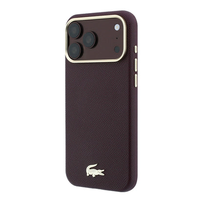 iPhone 18 Pro Max Kılıf Lacoste Orijinal Lisanslı M-Safe Şarj Özellikli PVC Yarı Pike Desenli Arka Yüzey İkonik Timsah Dokuma Logolu Kılıf