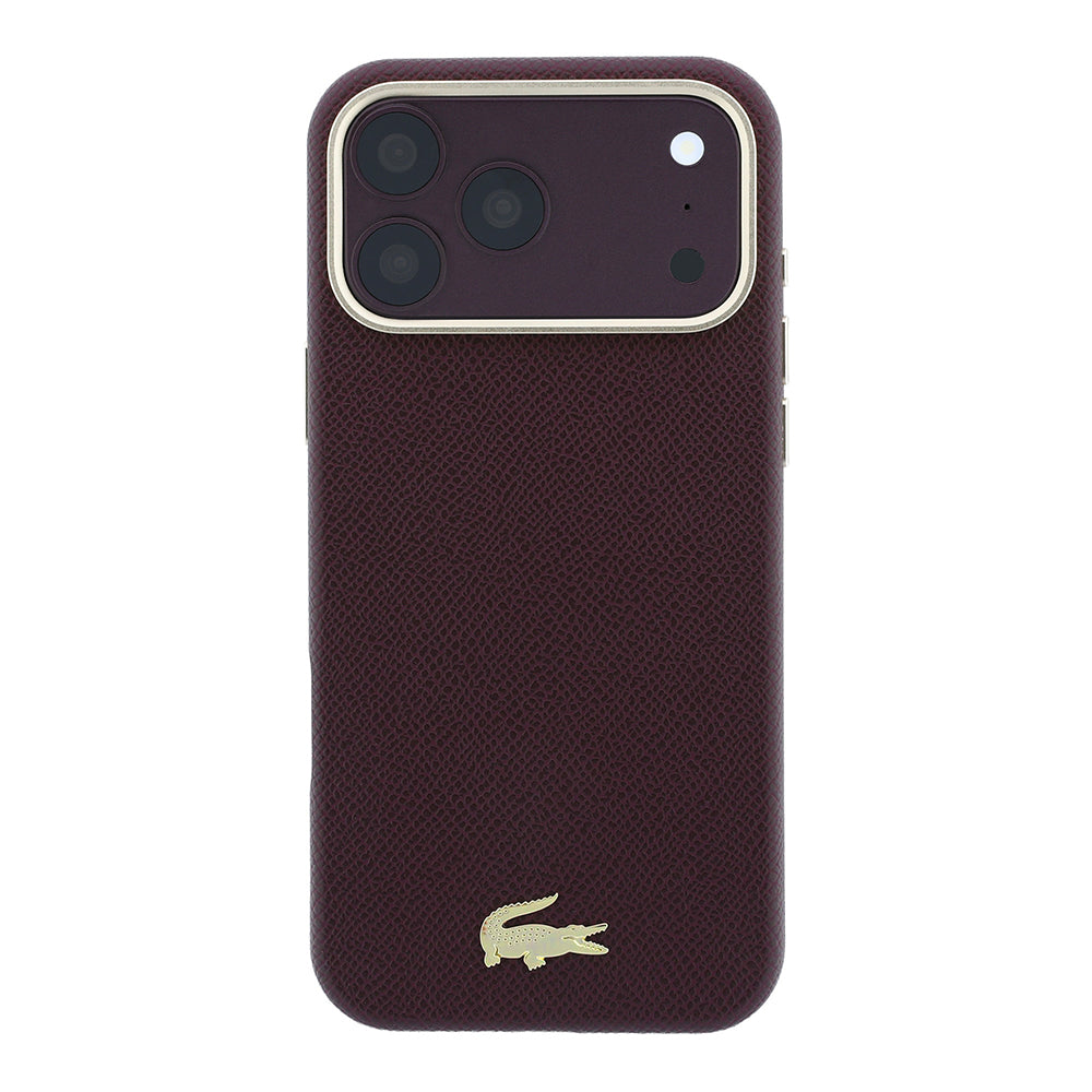 iPhone 18 Pro Max Kılıf Lacoste Orijinal Lisanslı M-Safe Şarj Özellikli PVC Yarı Pike Desenli Arka Yüzey İkonik Timsah Dokuma Logolu Kılıf