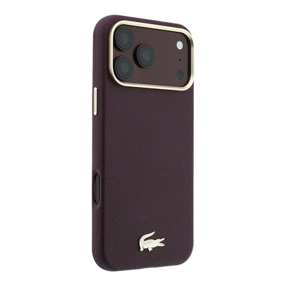 iPhone 18 Pro Max Kılıf Lacoste Orijinal Lisanslı M-Safe Şarj Özellikli PVC Yarı Pike Desenli Arka Yüzey İkonik Timsah Dokuma Logolu Kılıf