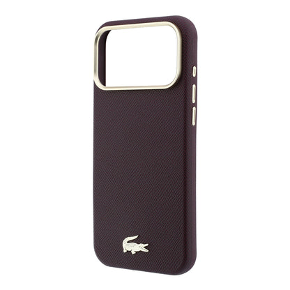 iPhone 18 Pro Max Kılıf Lacoste Orijinal Lisanslı M-Safe Şarj Özellikli PVC Yarı Pike Desenli Arka Yüzey İkonik Timsah Dokuma Logolu Kılıf
