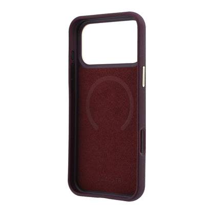 iPhone 18 Pro Max Kılıf Lacoste Orijinal Lisanslı M-Safe Şarj Özellikli PVC Yarı Pike Desenli Arka Yüzey İkonik Timsah Dokuma Logolu Kılıf