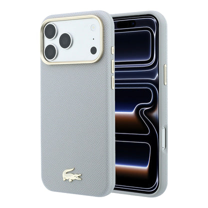 iPhone 18 Pro Max Kılıf Lacoste Orijinal Lisanslı M-Safe Şarj Özellikli PVC Yarı Pike Desenli Arka Yüzey İkonik Timsah Dokuma Logolu Kılıf
