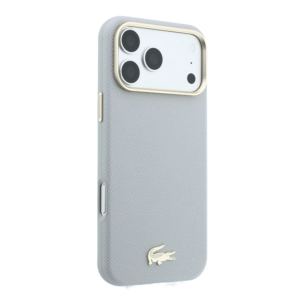 iPhone 18 Pro Max Kılıf Lacoste Orijinal Lisanslı M-Safe Şarj Özellikli PVC Yarı Pike Desenli Arka Yüzey İkonik Timsah Dokuma Logolu Kılıf