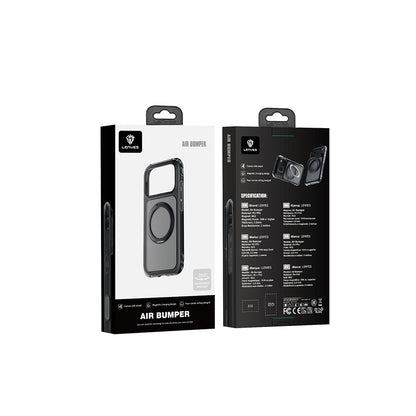 iPhone 18 Pro Max Kılıf Lenyes Air Bumper Serisi M-safe Şarj Özellikli Airbag Tasarımlı Standlı Kılıf