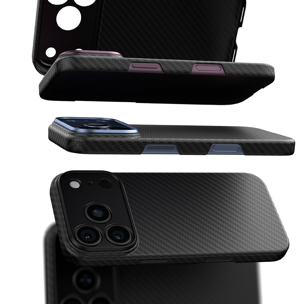 iPhone 18 Pro Max Kılıf M-safe Şarj Özellikli 1500D Aramid Fiber Lens Korumalı Amazingthing Titan Max Serisi Karbon Kılıf