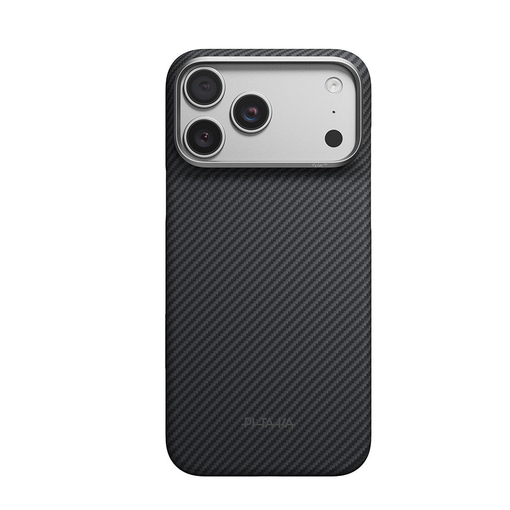 iPhone 18 Pro Max Kılıf M-safe Şarj Özellikli 1500D Aramid Karbon Fiber Pitaka Ultra-Slim Classic Serisi Black-Grey Twill Kılıf