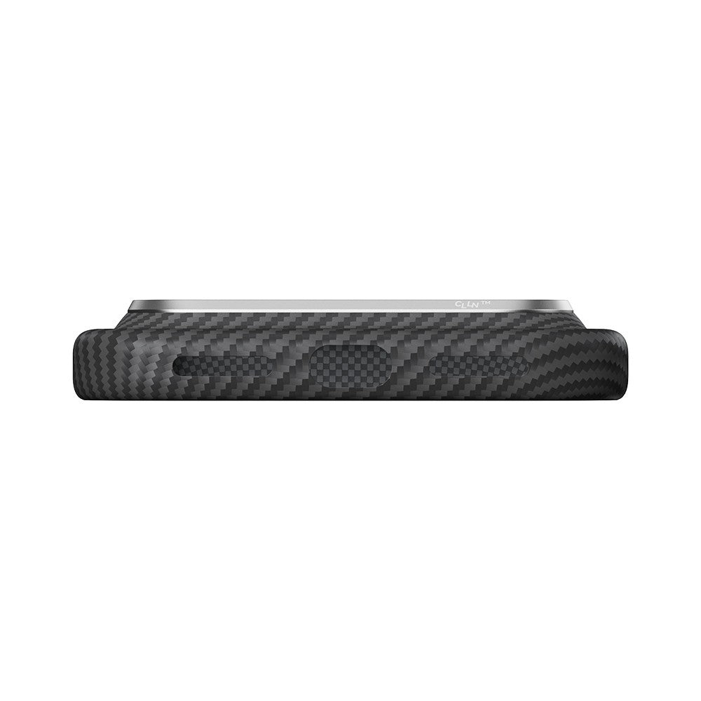 iPhone 18 Pro Max Kılıf M-safe Şarj Özellikli 1500D Aramid Karbon Fiber Pitaka Ultra-Slim Classic Serisi Black-Grey Twill Kılıf